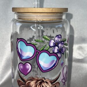 COW,CLEAR GLASS CAN.