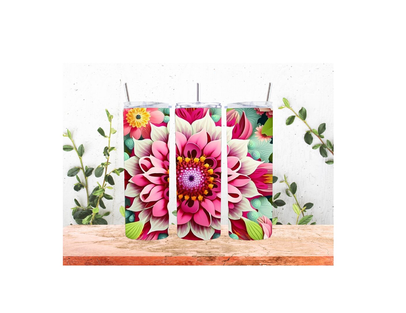 COLORFUL FLOWER SKINNY TUMBLER