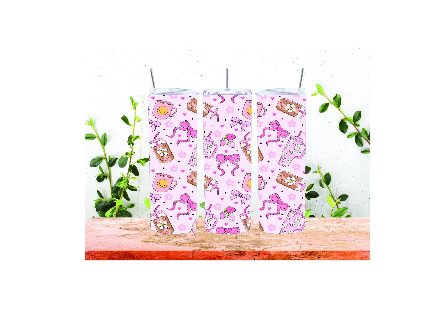 BOWS AND COFFE CUPS SKINNY TUMBLER