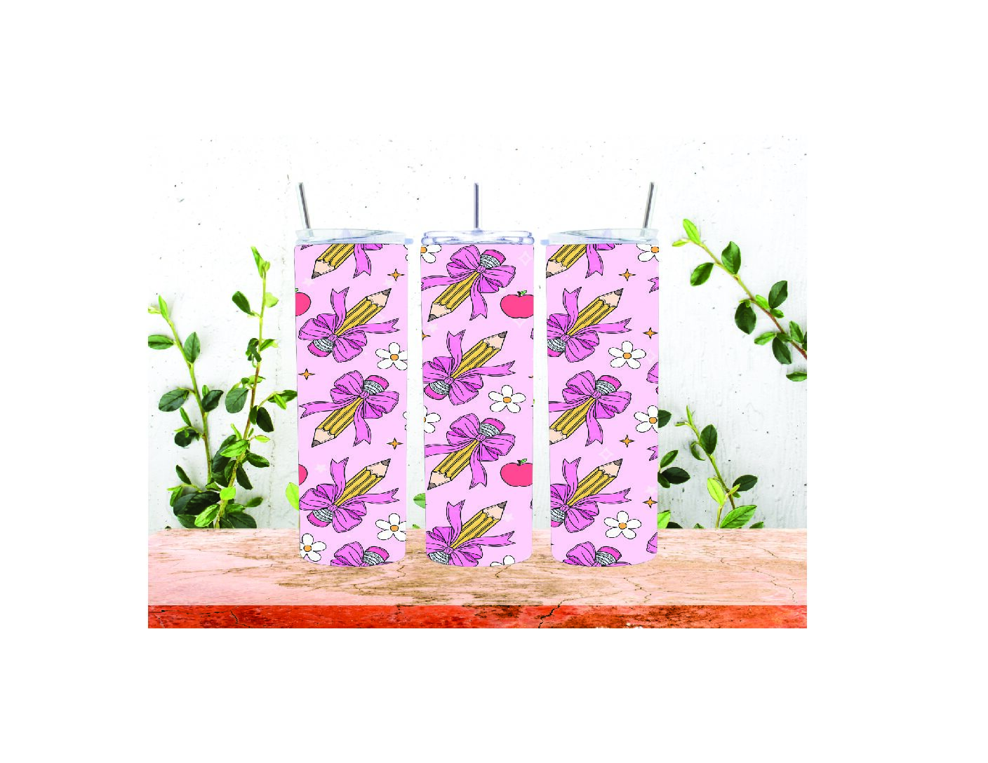 PENCIL WITH BOW SKINNY TUMBLER